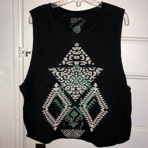 Black Graphic Muscle Tank Top